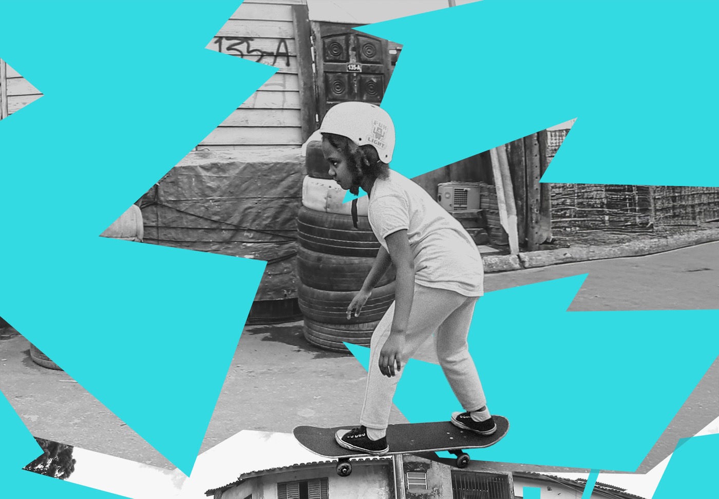 Criança andando de skate em atividade do LOVE CT